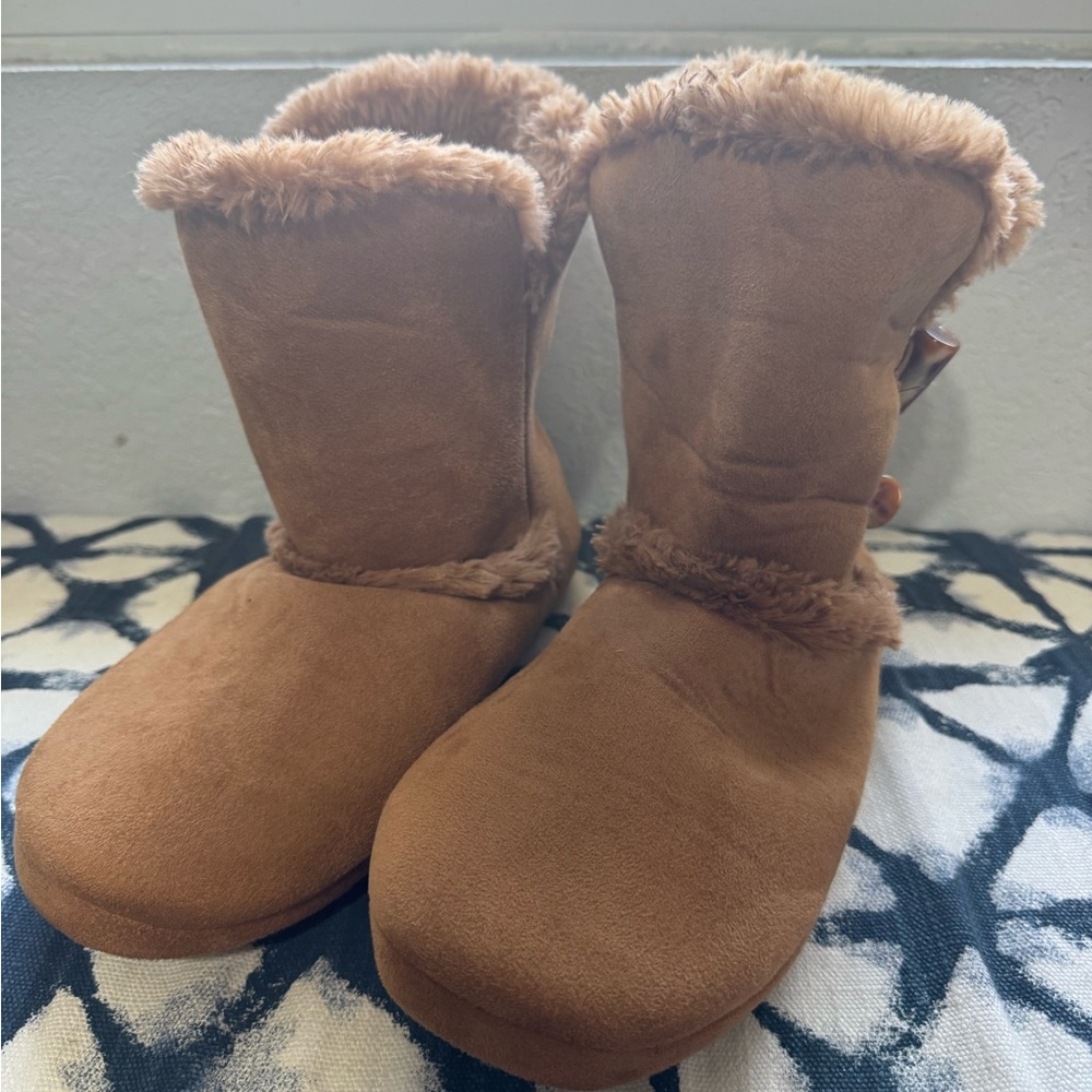 Brown Suede Slippers with Plush Lining